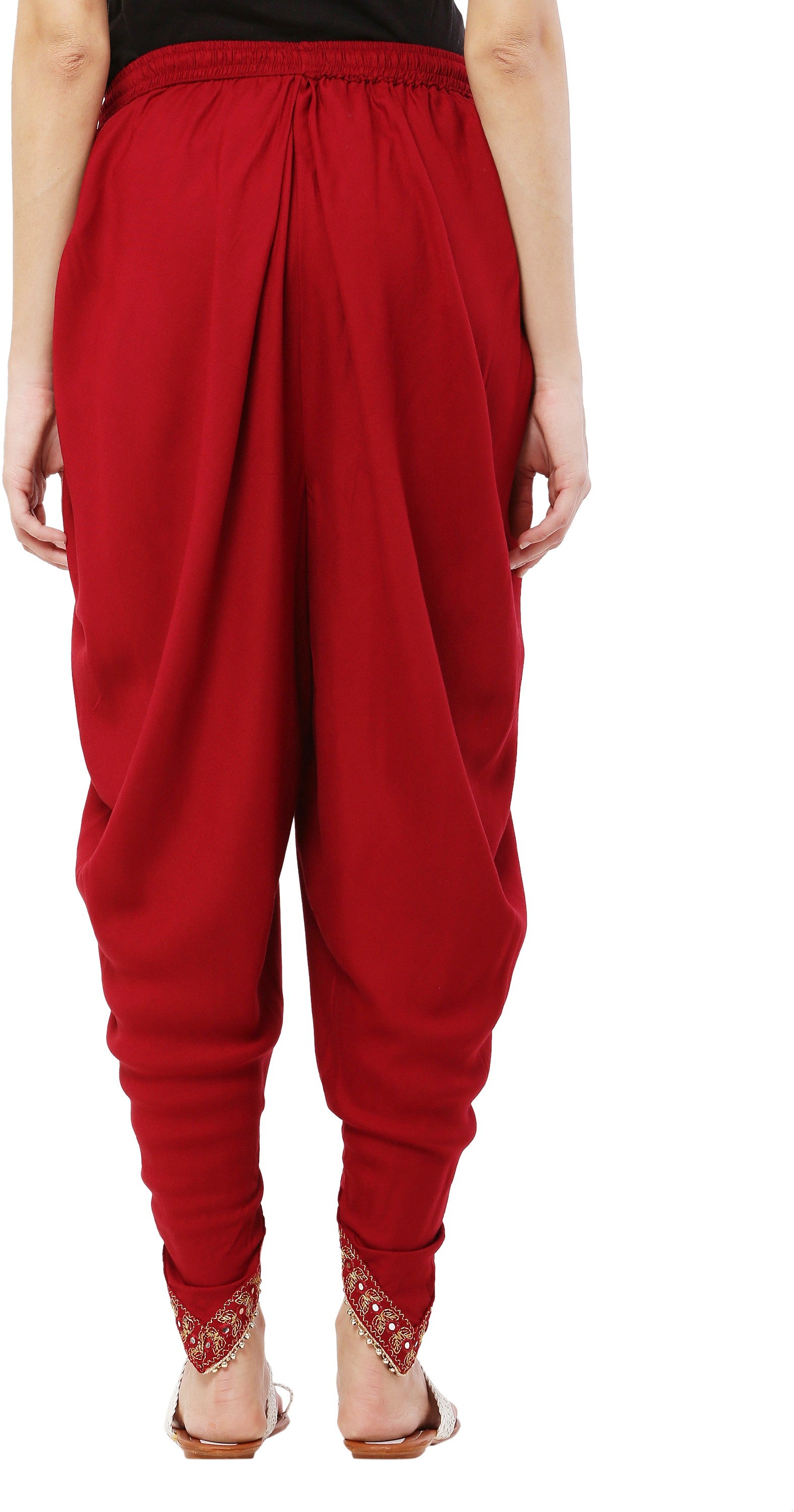 PAVONINE Maroon Color Embellished Beetel Rayon Fabric Patiala For Women & Girls - Distacart