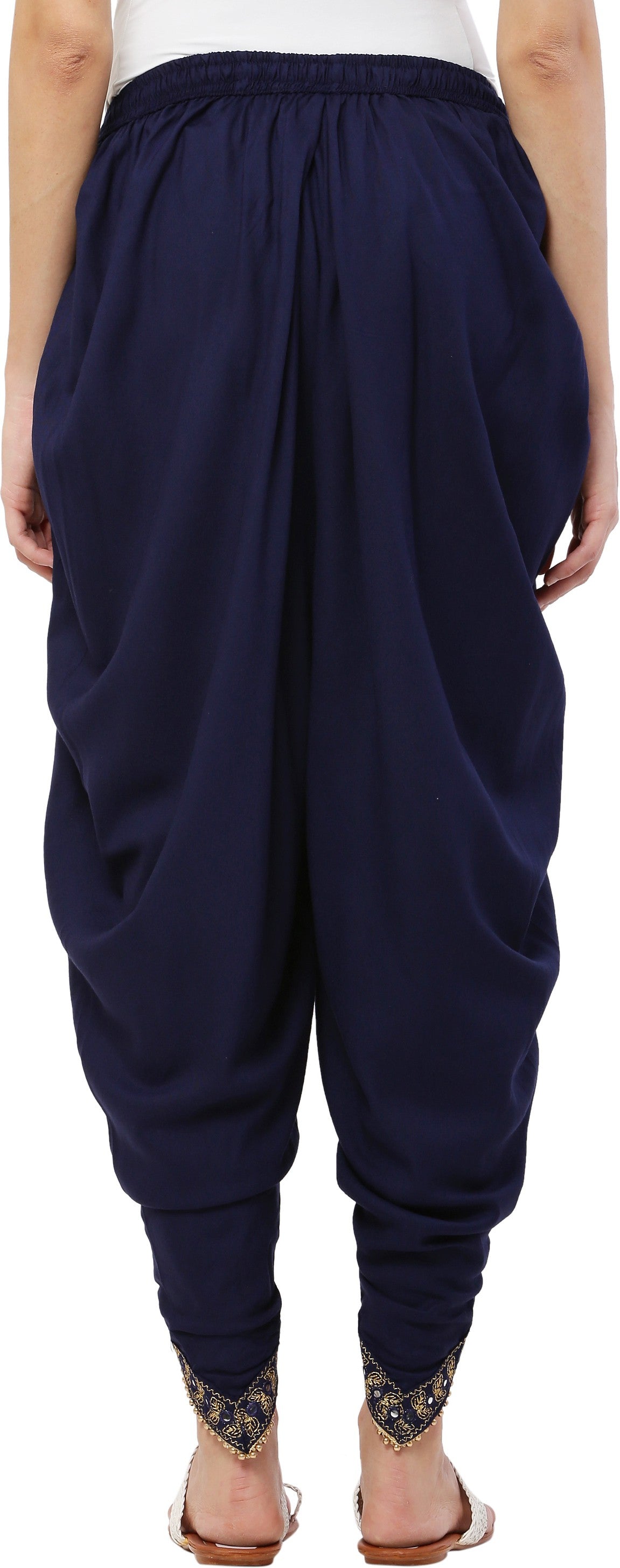 PAVONINE Navy Blue Color Embellished Beetel Rayon Fabric Patiala For Women & Girls - Distacart