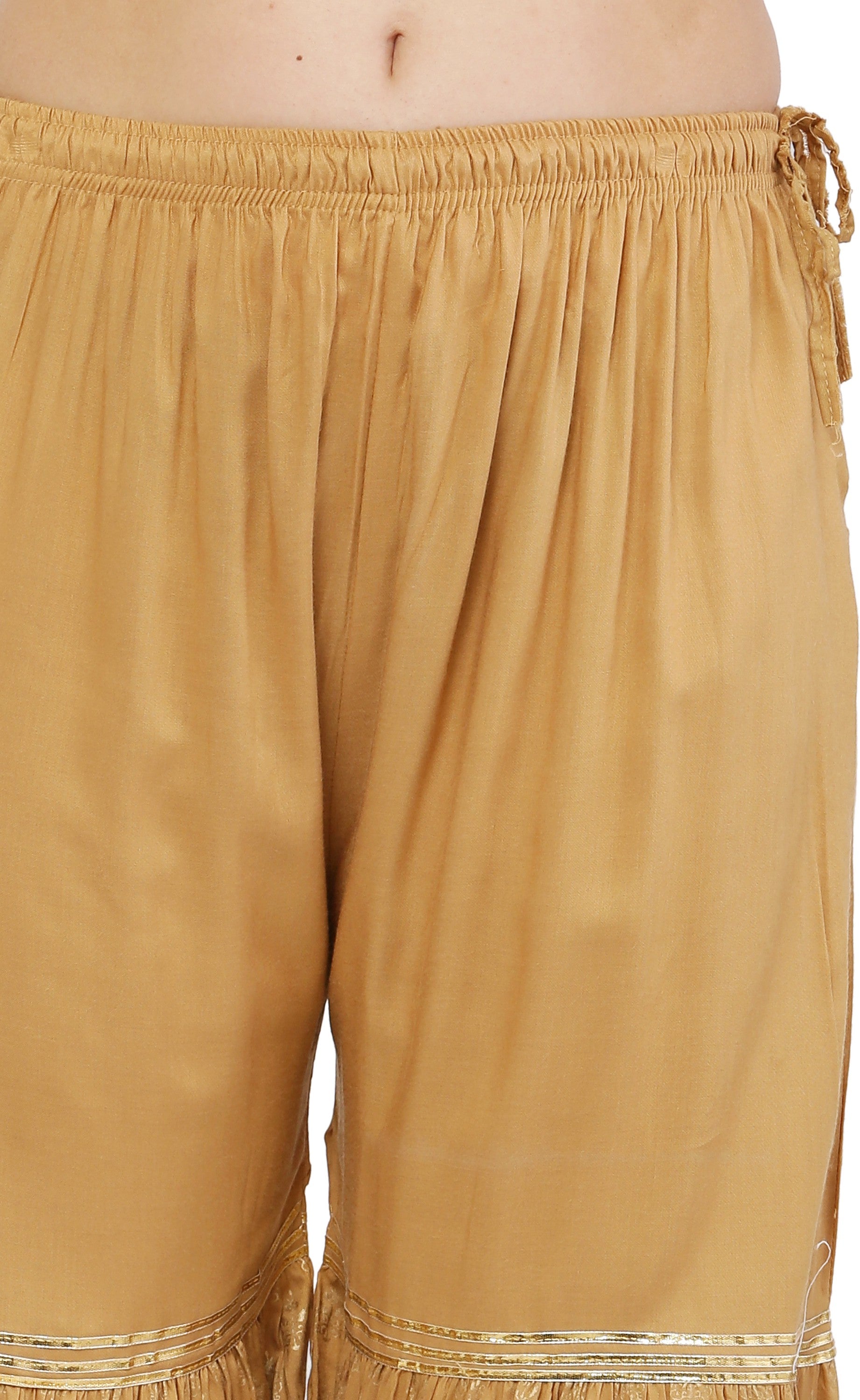 PAVONINE Beige Color 3-Panels Sequence Printed Flared Sharara For Women & Girls - Distacart