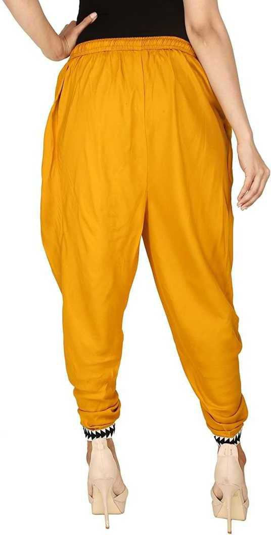 PAVONINE Mustard Color Embellished Beetel Rayon Fabric Patiala For Women & Girls - Distacart