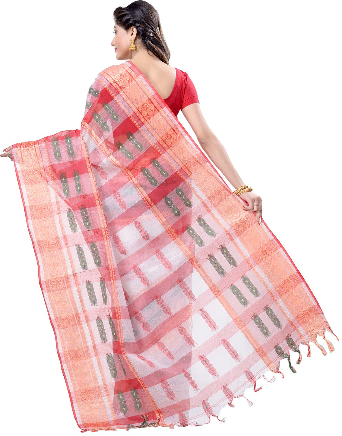 Desh Bidesh Woven Handloom Pure Cotton Saree (Multicolor) - Distacart