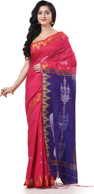 Desh Bidesh Woven Handloom Cotton Silk Saree (Pink) - Distacart