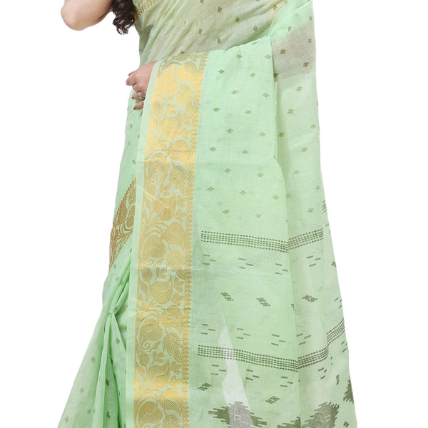 Desh Bidesh Woven Handloom Pure Cotton Saree (Green) - Distacart