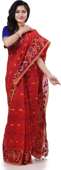Thumbnail for Desh Bidesh Woven Handloom Cotton Silk Saree (Red) - Distacart