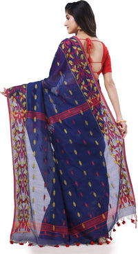 Thumbnail for Desh Bidesh Woven Handloom Cotton Silk Saree (Blue) - Distacart