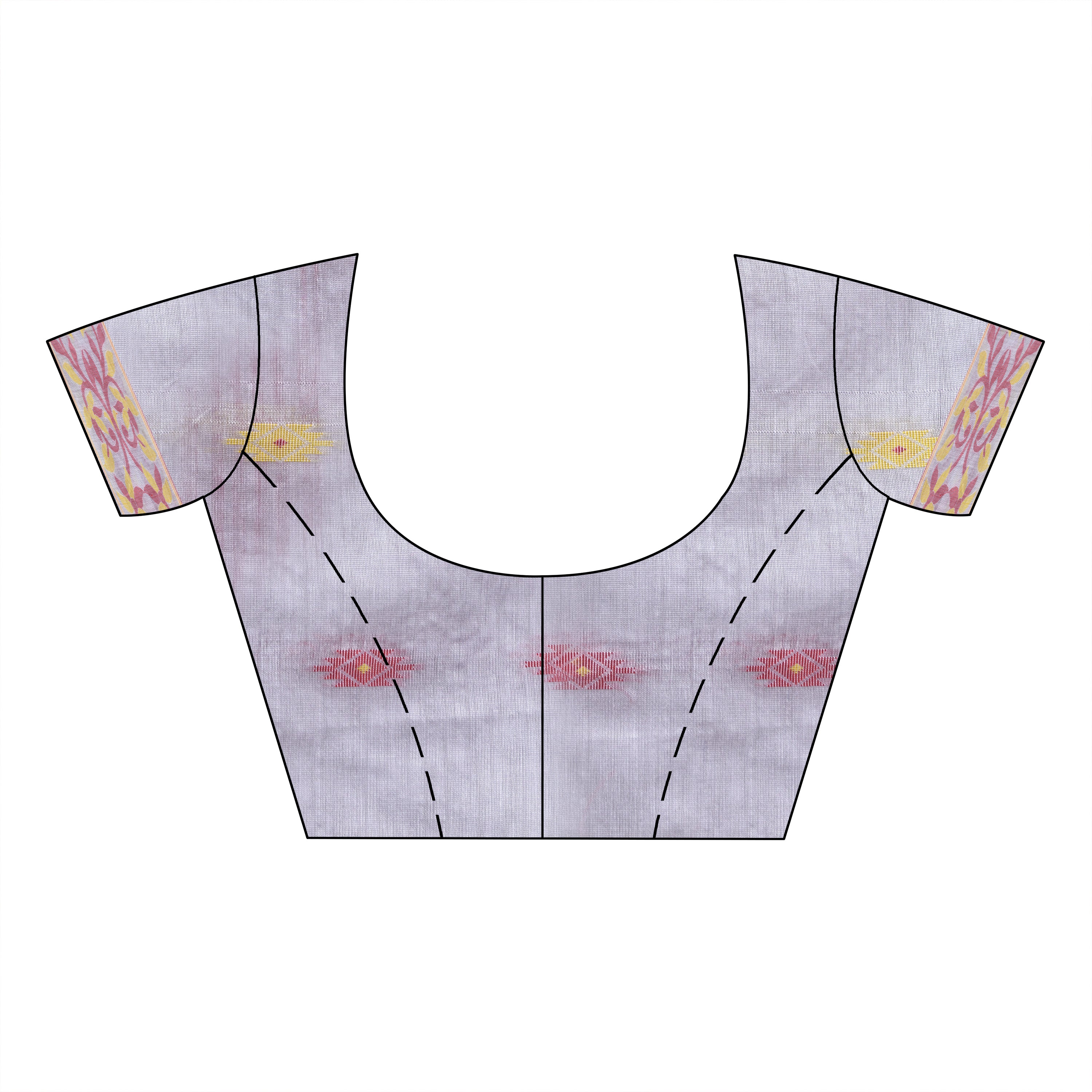 Desh Bidesh Woven Handloom Cotton Silk Saree (Silver) - Distacart