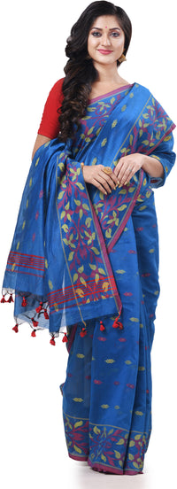 Thumbnail for Desh Bidesh Woven Handloom Cotton Silk Saree (Light Blue) - Distacart