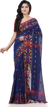 Thumbnail for Desh Bidesh Woven Handloom Cotton Silk Saree (Blue) - Distacart