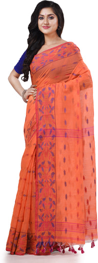 Thumbnail for Desh Bidesh Woven Handloom Cotton Silk Saree (Orange) - Distacart