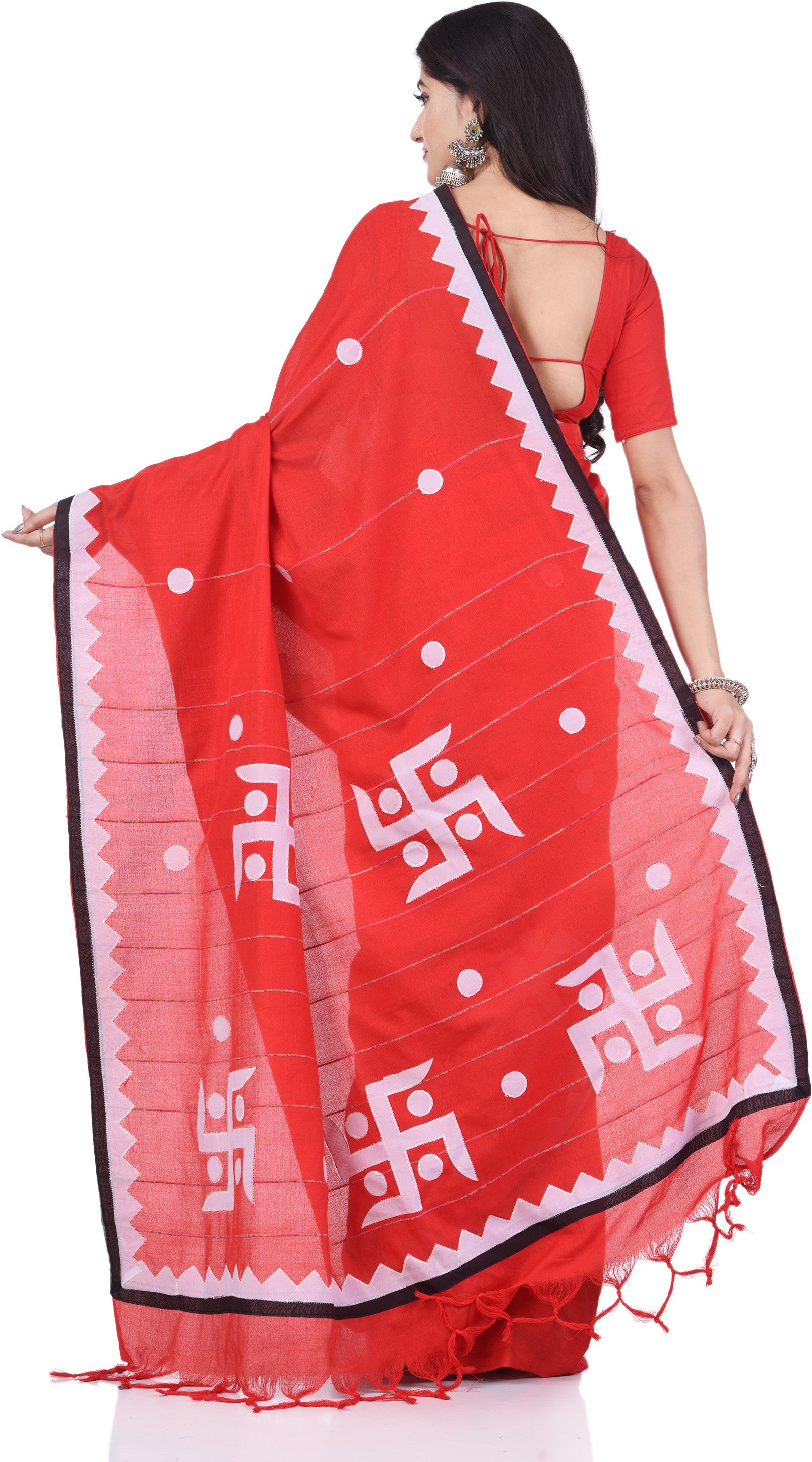 Desh Bidesh Woven Tant Handloom Pure Cotton Saree (Red) - Distacart