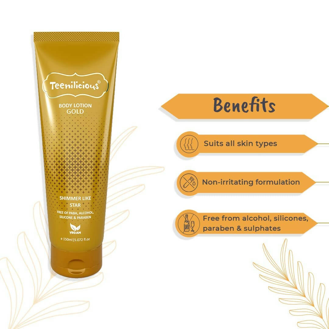 Teenilicious Gold Sparkle Body Lotion - Distacart