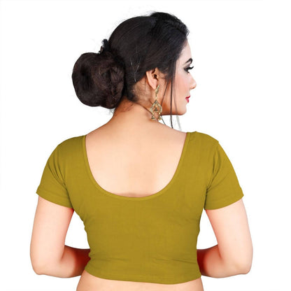 Vamika Mehandi Lycra Plain Blouse - Distacart