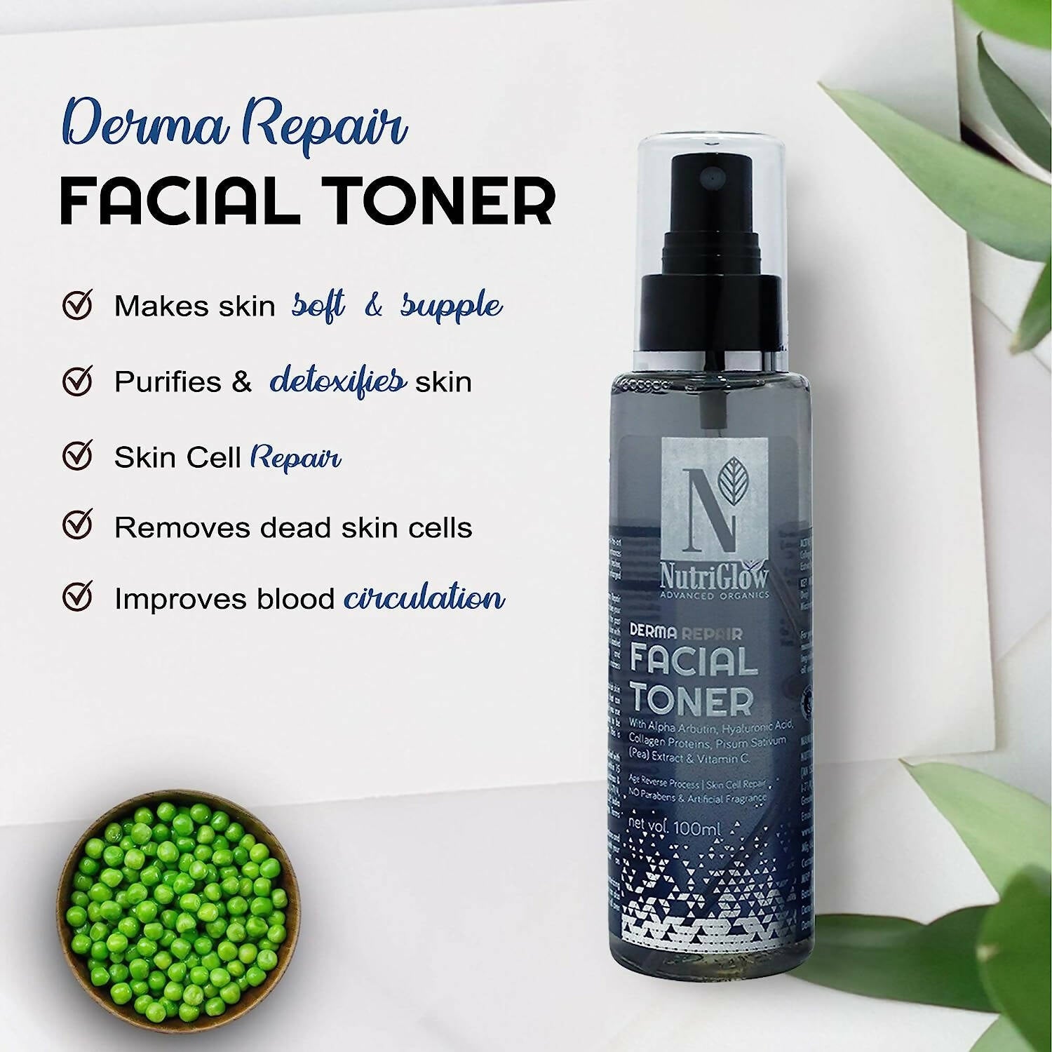 NutriGlow Advanced Organics Derma Repair Facial Toner - Distacart