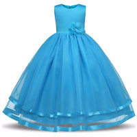 Thumbnail for Asmaani Baby Girl's Sky Blue Satin A-Line Maxi Full Length Dress (AS-DRESS_22060) - Distacart