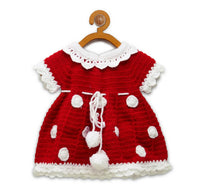 Thumbnail for ChutPut Hand knitted Crochet Cute Mickey Wool Dress For Baby Girls - Red - Distacart