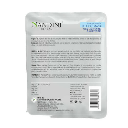 Nandini Herbal Marine Algae Peel of Mask Skin Lightening & Whitening - Distacart