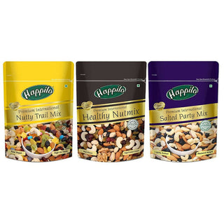 Happilo Premium Nuts & Dry Fruit Combo (Trail Mix, Nut Mix & Party Mix) - Distacart