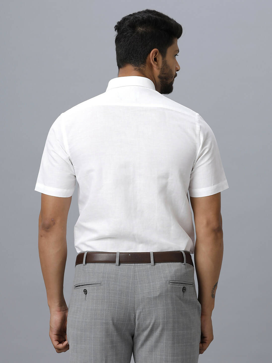 Ramraj Cotton Mens Half Sleeve White Shirt Plus Size - Justice White - Distacart