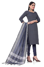 Thumbnail for Blue Cotton Jacquard Woven Unstitched Dress Material - Amara - Distacart