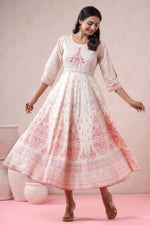 Thumbnail for Juniper Women Ivory American Crepe Printed Flared Dress - Distacart