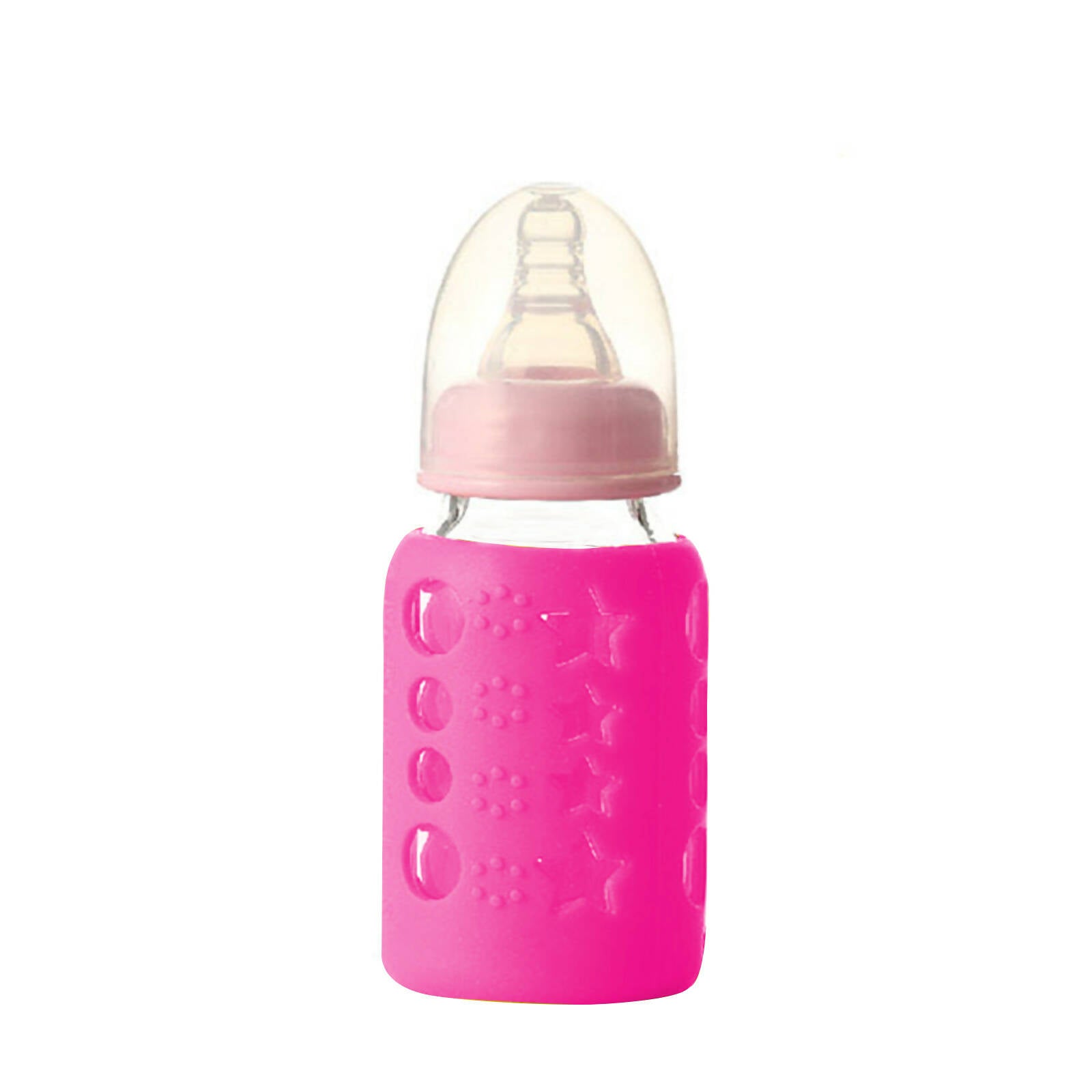 Safe-O-Kid Silicone Baby Feeding Bottle Cover Cum Sleeve for Insulated Protection 120mL- Pink - Distacart