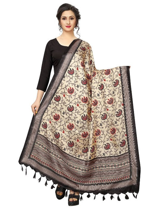 Vamika Black Printed Khadi Bhagalpuri Dupatta