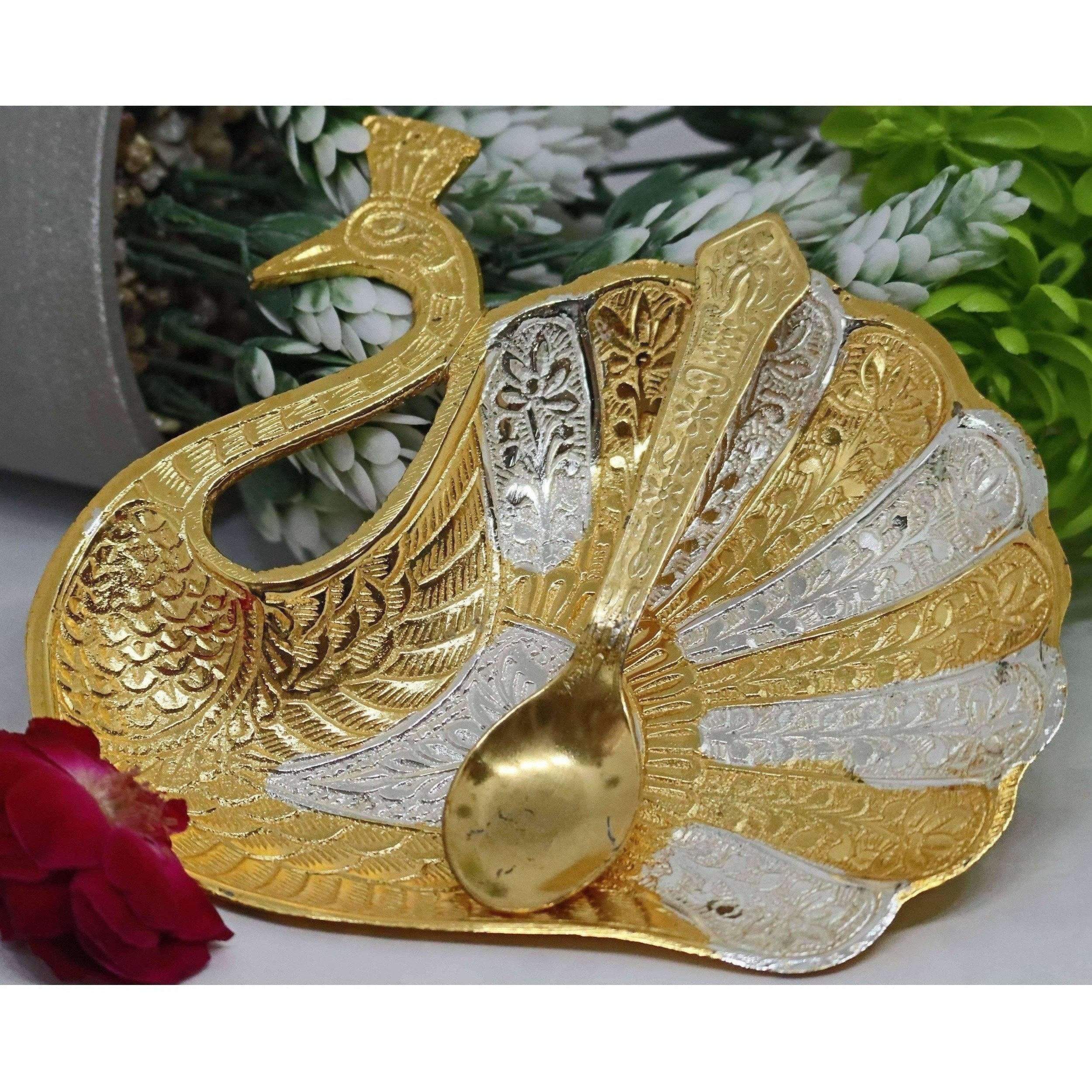 Chahat Premium Living Brass Table Peacock