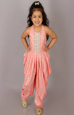Thumbnail for Lil Drama Fusion Fair Girls Peach Dhoti Jumper - Distacart