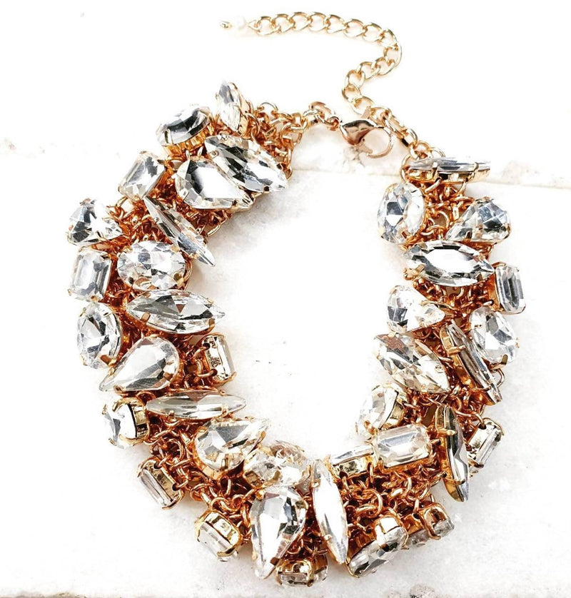 Bling Accessories Rhine Stone Glass Statement Crystal Bracelet - Distacart