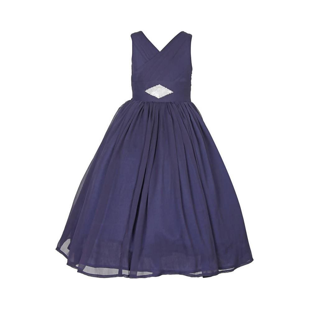 Asmaani Baby Girl's Blue Color Satin A-Line Maxi Full Length Dress (AS-DRESS_22003) - Distacart