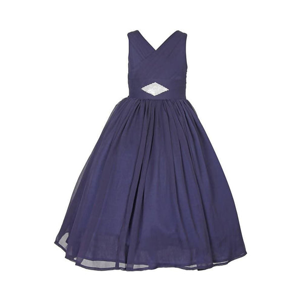 Asmaani Baby Girl's Blue Color Satin A-Line Maxi Full Length Dress (AS-DRESS_22003) - Distacart