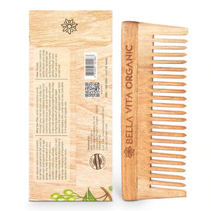 Bella Vita Organic Wide Teeth Wooden Comb for Detangled Hair