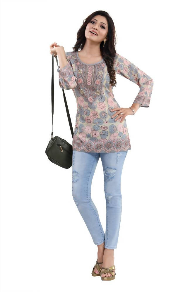 Snehal Creations Elegant Pastel Color Summer Cool Printed Tunic Top