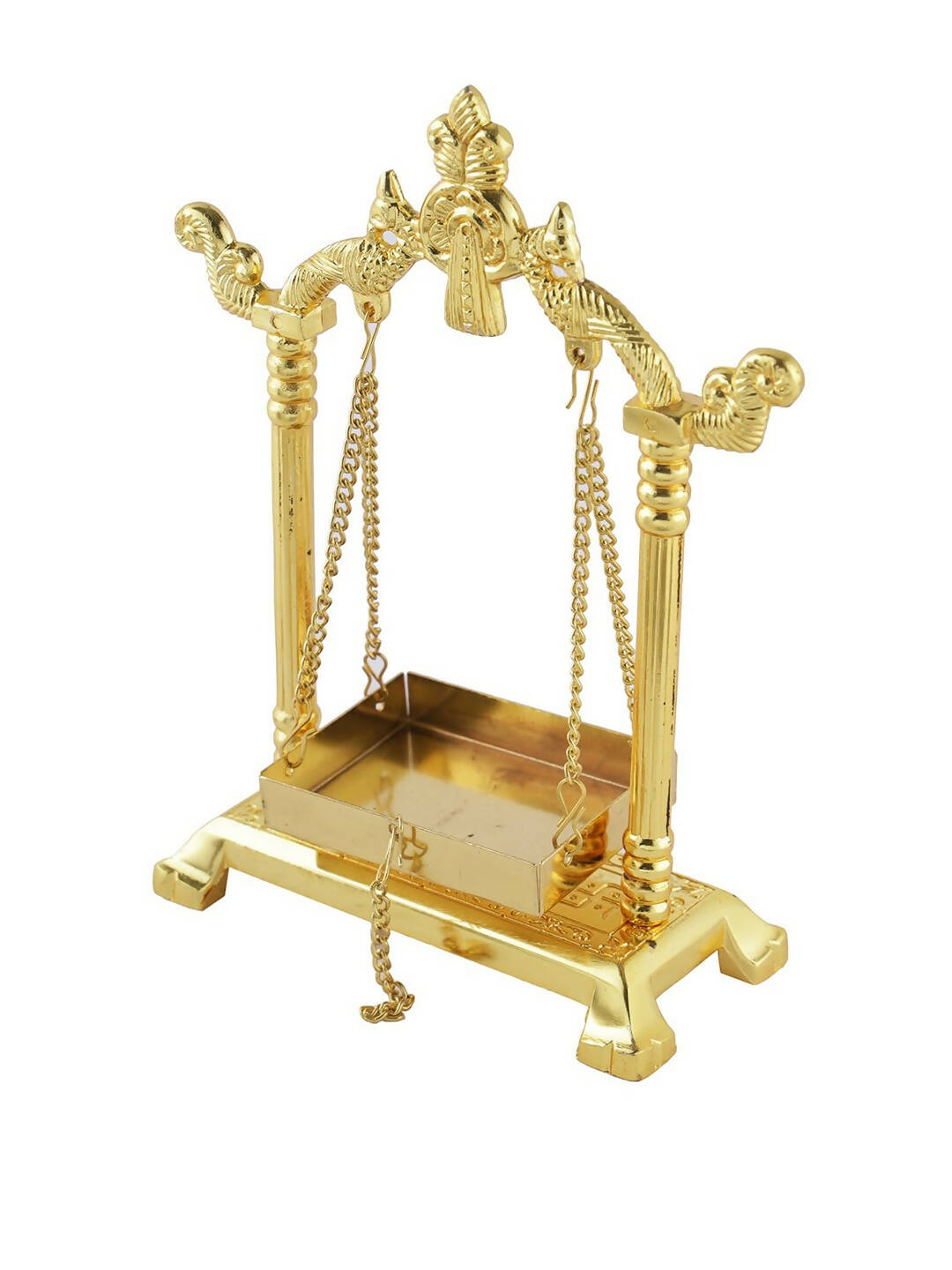 CraftVatika Gold-Toned Aluminium Laddu Gopal Lord Jhula Mandir - Distacart