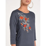 Thumbnail for Cheera Women's Rayon Straight Kurta With Beautiful Embroidery Patch (CH016K)