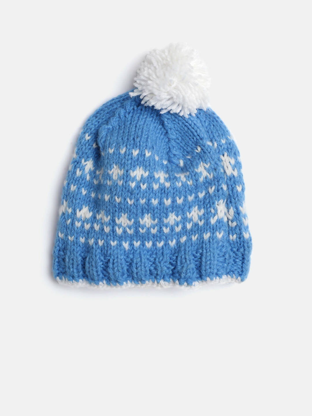 Chutput Kids Woollen Hand Knitted Pom Pom Detailed Cap - Blue - Distacart