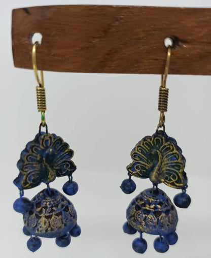 Terracotta Peacock Stud jhumkas