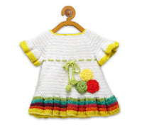 Thumbnail for Chutput Kids White Ice Cream Design Solid Wool Frock - Distacart