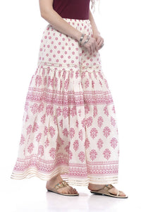 Thumbnail for Mominos Fashion Cotton Block Print With Lace Work Off White Maroon Color Prints Palazzo - Distacart