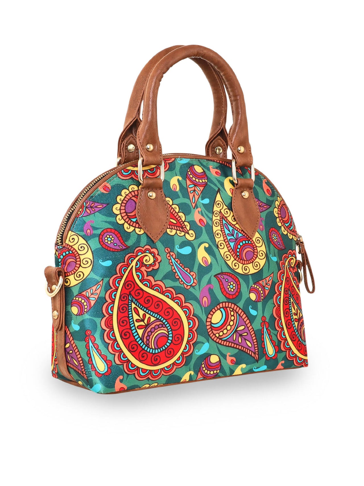 Sabhyata Paisley - Satin Handbag With Detachable Sling - Distacart