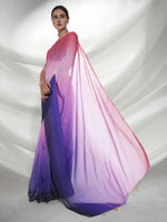 Thumbnail for Purple Organza Solid Saree With Unstitched Blouse Piece - Shanaya - Distacart