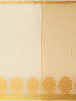 Thumbnail for Mimosa Women's Off White Linen Blend Kasavu Saree - Distacart