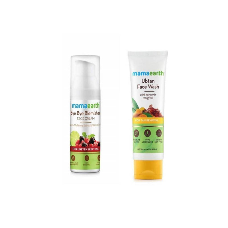 Mamaearth Ubtan Face Wash For Tan Removal &amp; Bye Bye Blemishes Face Cream