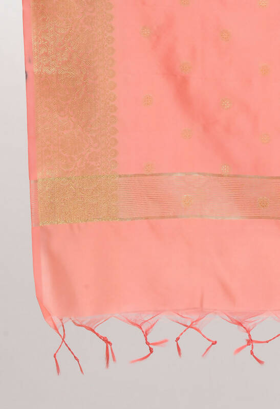 Mominos Fashion Moeza Women's Banarsi Silk Woven Design Baby Pink Dupatta - Distacart