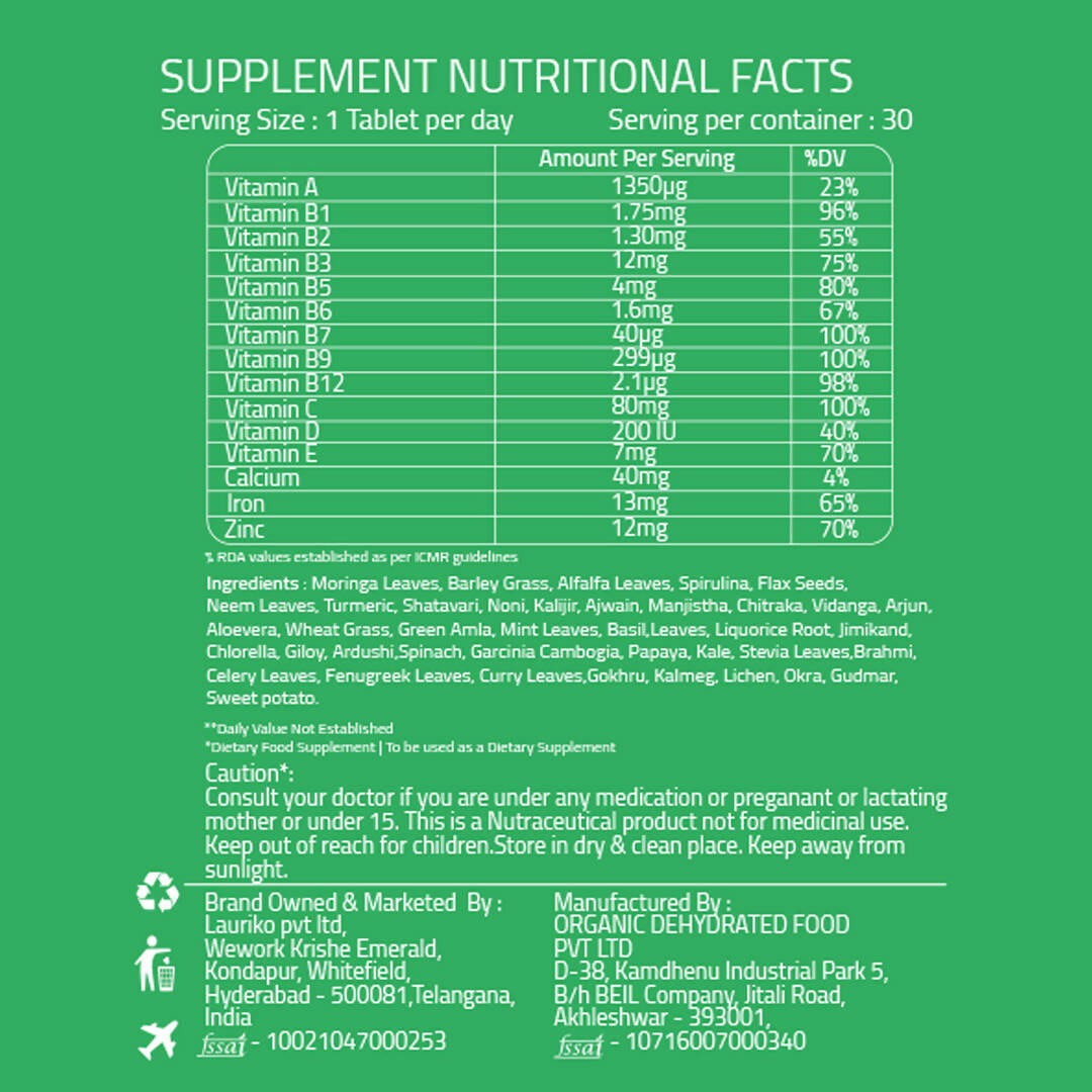 Laurik Multivitamin Tablets For Men | Vitamin A, C, D ,E With B Vitamins, Iron, Zinc & Calcium Supplements For Overall Health - Distacart