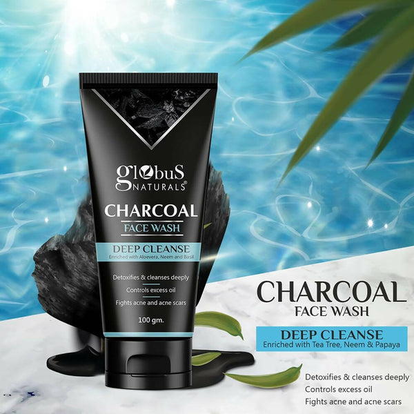 Globus Naturals Anti Pollution & Anti Acne Charcoal Face Wash - Distacart