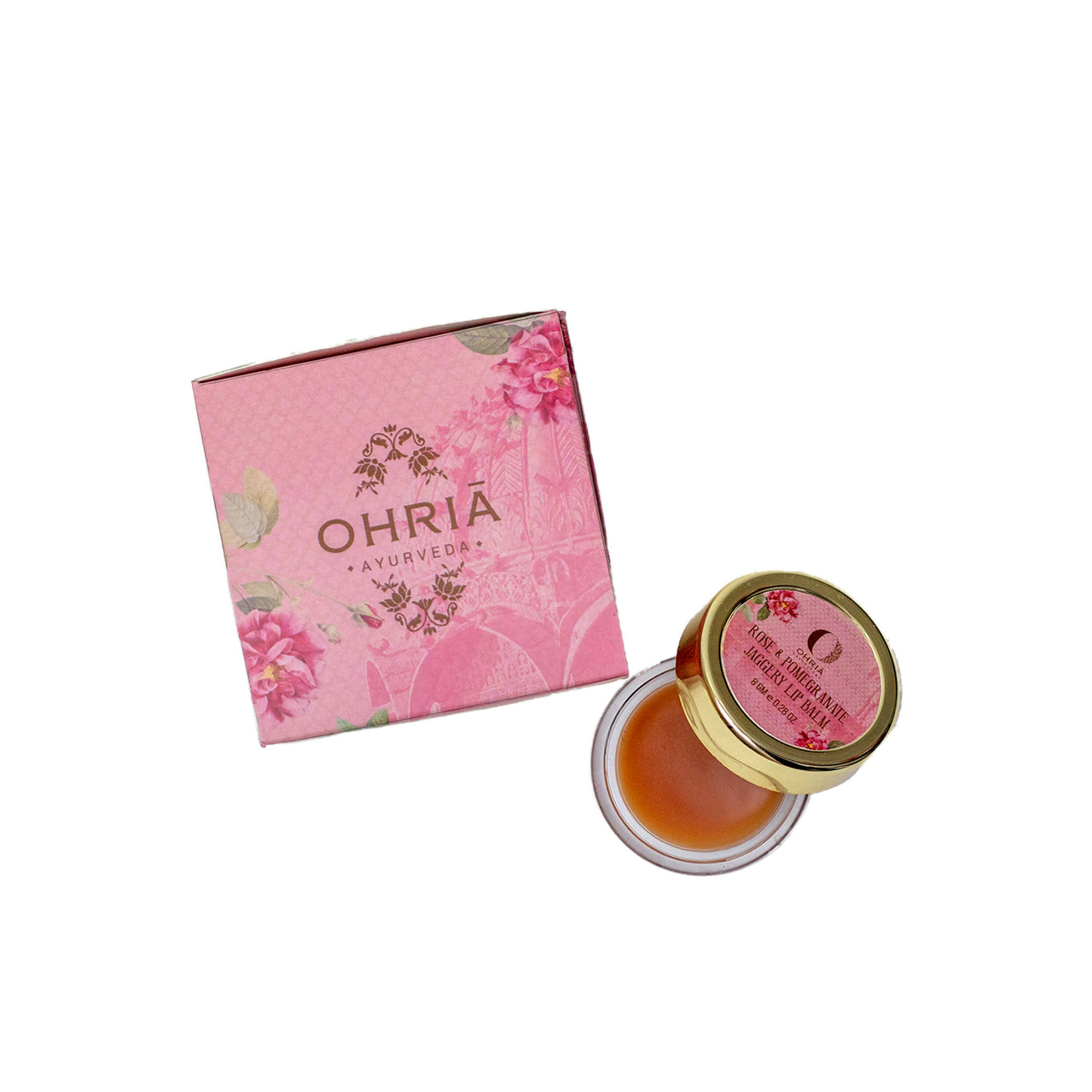 Ohria Ayurveda Rose & Pomegranate Jaggery Lip Balm - Distacart