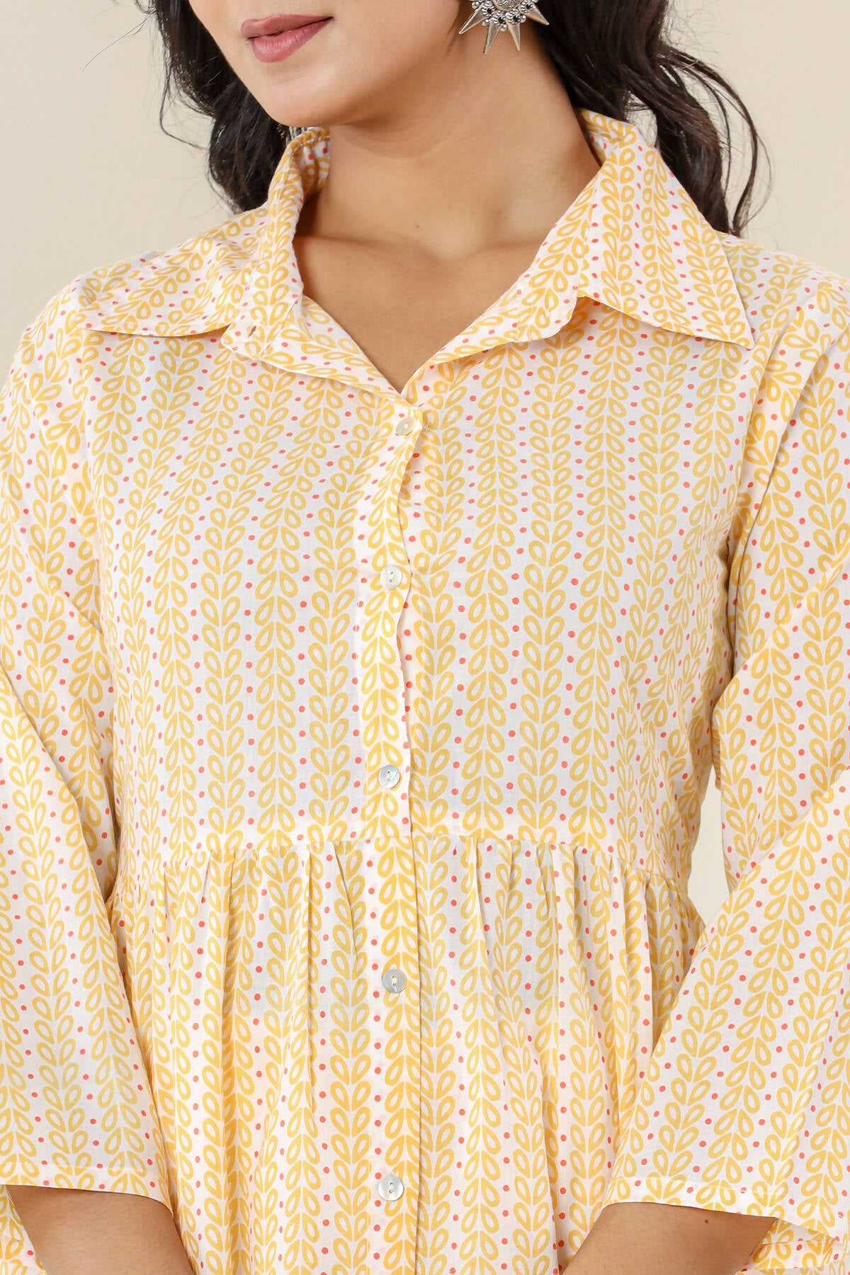 Kaajh Women's Yellow Printed Cotton Co-ord Set - Distacart