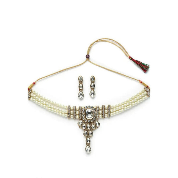 Mominos Fashion Traditional Design Necklace with Stone & Pearls Necklace set