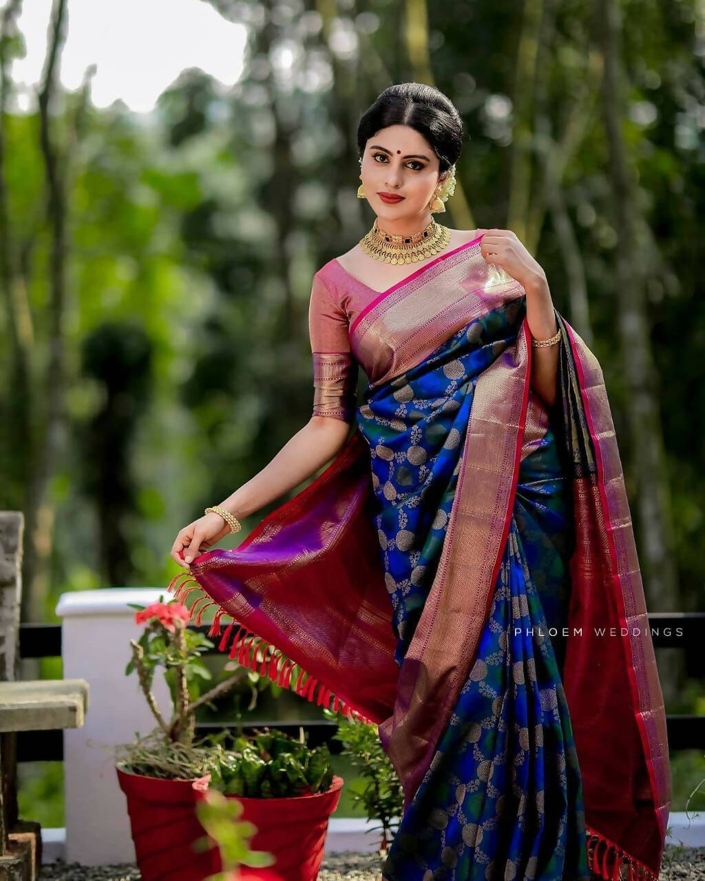 DEIANA'S Beautiful Golden Jari with New Design Soft Lichi Silk Saree - Royal Blue - Distacart